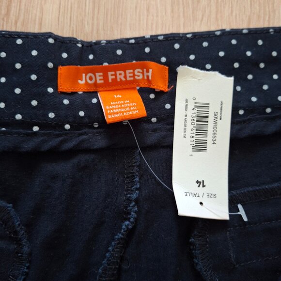 Polka Dot Midrise Slim Chino Sz 14 Comfy Stretch Cotton New W Tags Joe Fresh - Picture 11 of 13